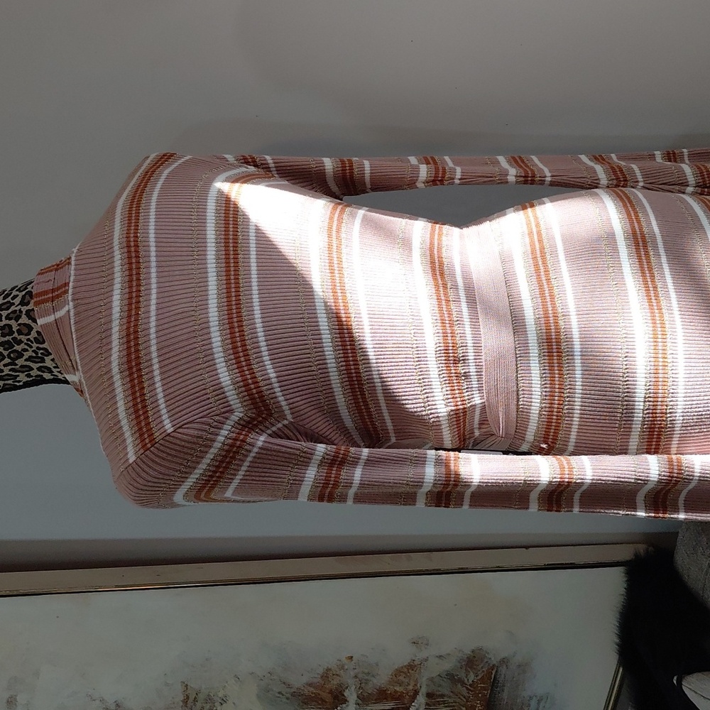 Striped Tan Long Belted Cardigan - Picture 7 of 11